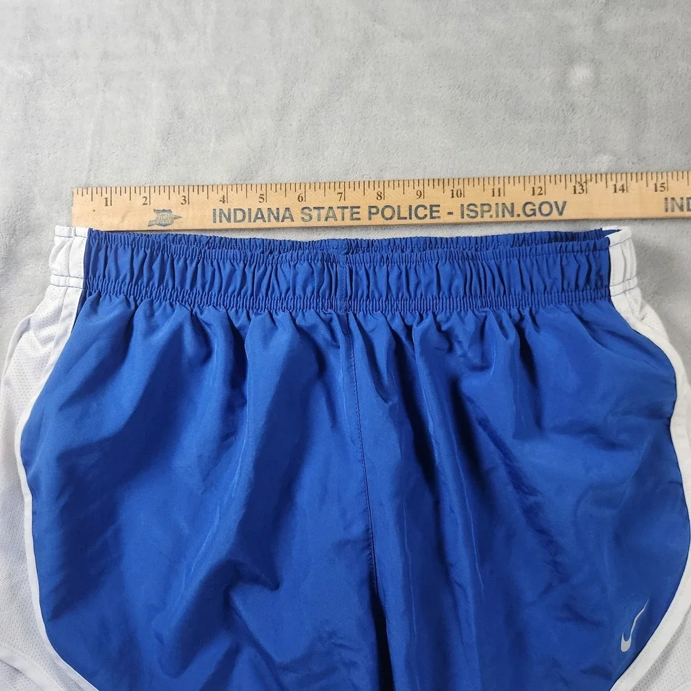 Nike Dri Fit Tempo Shorts Womens L‎ Running Athletic Blue White Activewear